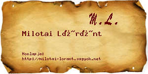 Milotai Lóránt névjegykártya